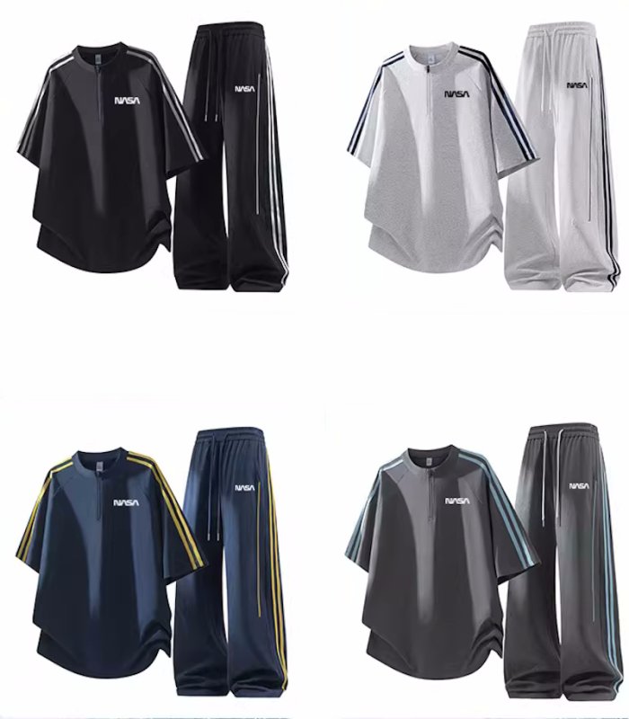 画像5: Unisex NASA Half-Zip 2-Line SetupJacket and Pants Set　NASAハーフジップアップ2ラインセットアップ ジャージ上下 ＆パンツセット (5)