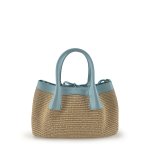 画像4: Leather-trimmed woven tote shoulder basket bag 　 レザートリミングかご籠トートショルダーバケットバッグ (4)