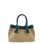 画像7: Leather-trimmed woven tote shoulder basket bag 　 レザートリミングかご籠トートショルダーバケットバッグ (7)