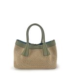画像5: Leather-trimmed woven tote shoulder basket bag 　 レザートリミングかご籠トートショルダーバケットバッグ (5)