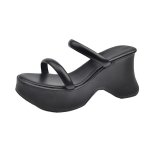 画像1:  Open-toe platform chunky high heel sandals　オープントゥ厚底チャンキーハイヒールサンダル (1)