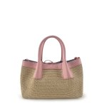 画像6: Leather-trimmed woven tote shoulder basket bag 　 レザートリミングかご籠トートショルダーバケットバッグ (6)