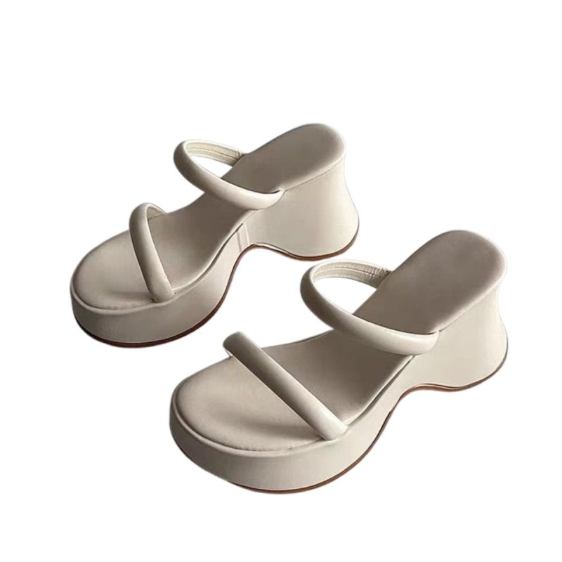 画像2:  Open-toe platform chunky high heel sandals　オープントゥ厚底チャンキーハイヒールサンダル (2)