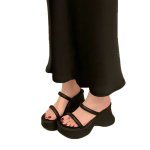 画像3:  Open-toe platform chunky high heel sandals　オープントゥ厚底チャンキーハイヒールサンダル (3)