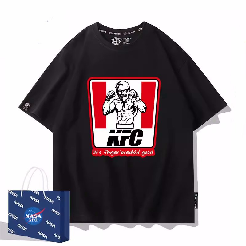 画像1: Unisex Kentucky Fried Chicken x Muscle Fighting Colonel Sanders prints T-shirt  男女兼用 ユニセックスケンタッキー×マッスルカーネル.サンダースプリント 半袖 Tシャツ (1)