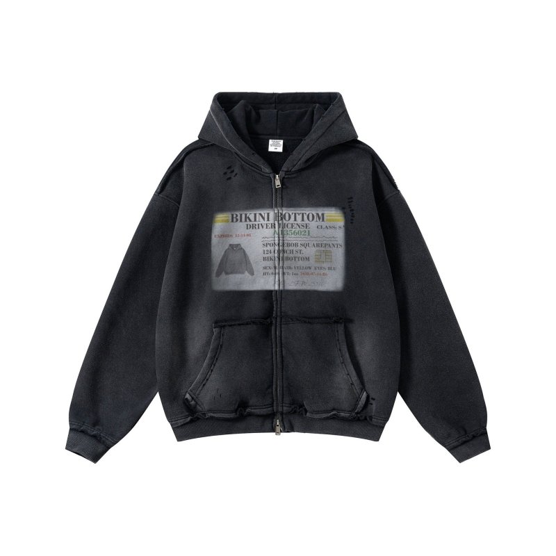 画像4: Bikini Bottom Distressed Vintage Style Hoodie　BIKINI BOTTOMダメージヴィンテージスタイルフーディ スウェット パーカー 男女兼用 ユニセックス (4)