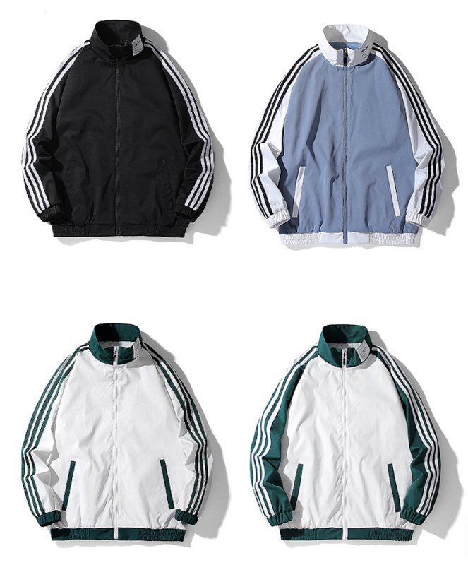 画像5: Stand Collar Zip-Up Sporty Casual Jacket Blouson　ユニセックス男女兼用スタンドカラージップアップジャケットブルゾン (5)