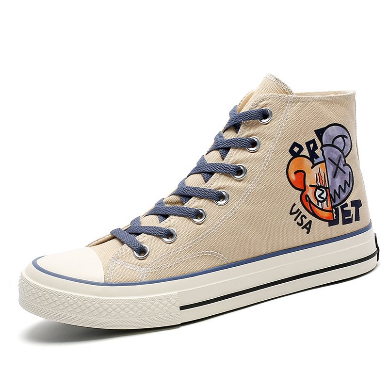 画像1: Unisex Half & Half KAWS High-top canvas  lace-up sneakers Shoes　 ユニセックス男女兼用ハーフ&ハーフカウズハイカットレースアップ キャンバススニーカーカジュアルシューズ (1)