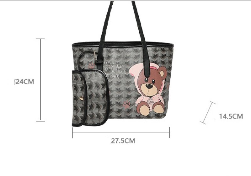 画像7: Baby Bear graffiti painting elements Cartoon graffiti shopping shoulder Tote Bag ベビーベア熊 落書き ペイントトートショルダー ショッピングバッグ (7)