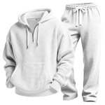 画像2: Unisex Waffle knit hooded sweatshirt & sweatpants set Jacket and Pants Set　ワッフルニット フーディスウェットシャツ＆スウェットパンツセットアップ上下  (2)