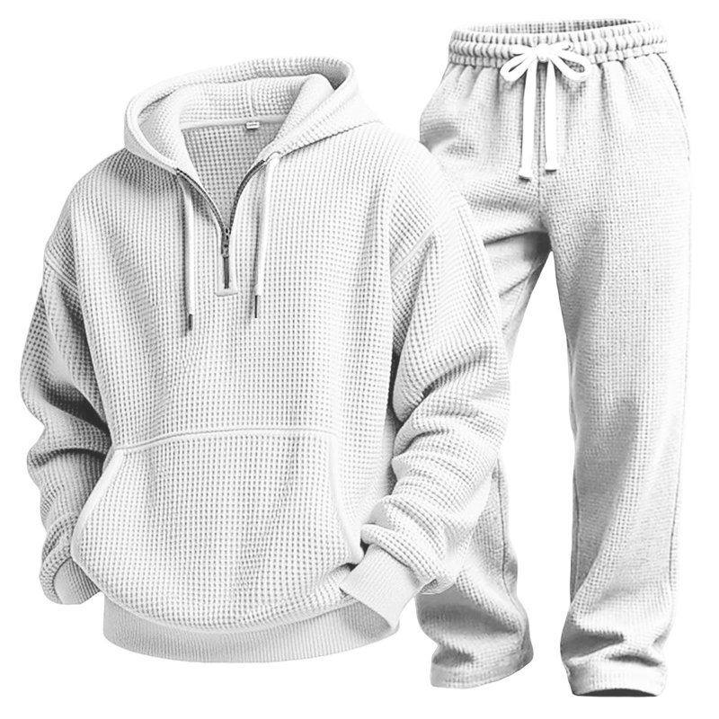 画像2: Unisex Waffle knit hooded sweatshirt & sweatpants set Jacket and Pants Set　ワッフルニット フーディスウェットシャツ＆スウェットパンツセットアップ上下  (2)