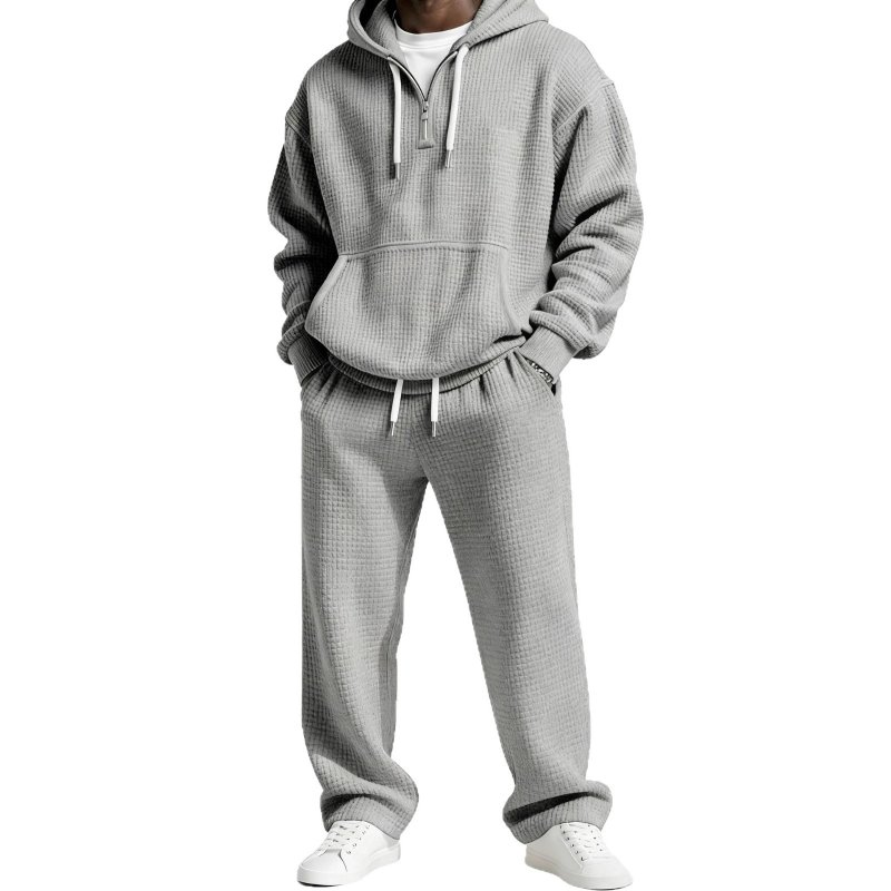 画像12: Unisex Waffle knit hooded sweatshirt & sweatpants set Jacket and Pants Set　ワッフルニット フーディスウェットシャツ＆スウェットパンツセットアップ上下  (12)