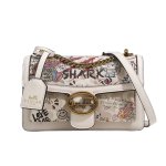 画像2: Woman’s graffiti Bear & Cat chain handbag chain scarf tote bag portable bucket bag グラフィック プリント ベア & キャット チェーン バケットバッグトート ショルダー ポシェット ハンドバック　 (2)