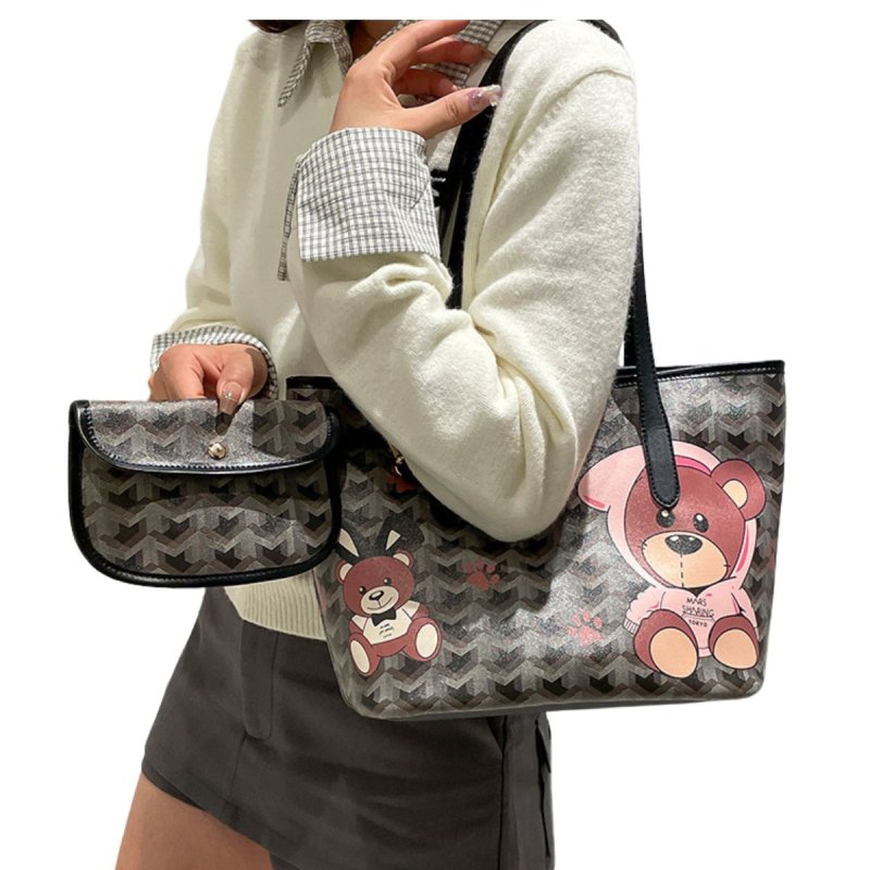 画像5: Baby Bear graffiti painting elements Cartoon graffiti shopping shoulder Tote Bag ベビーベア熊 落書き ペイントトートショルダー ショッピングバッグ (5)