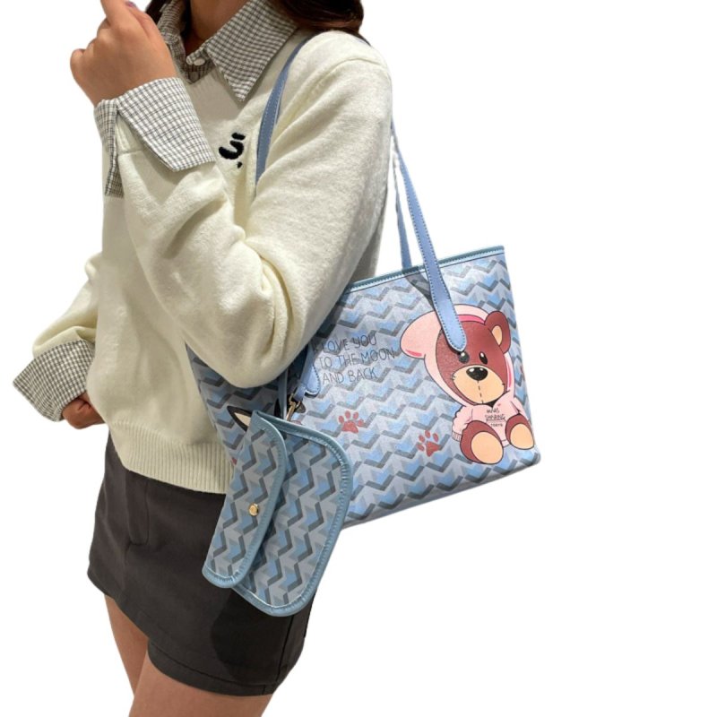 画像6: Baby Bear graffiti painting elements Cartoon graffiti shopping shoulder Tote Bag ベビーベア熊 落書き ペイントトートショルダー ショッピングバッグ (6)