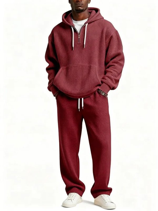 画像13: Unisex Waffle knit hooded sweatshirt & sweatpants set Jacket and Pants Set　ワッフルニット フーディスウェットシャツ＆スウェットパンツセットアップ上下  (13)
