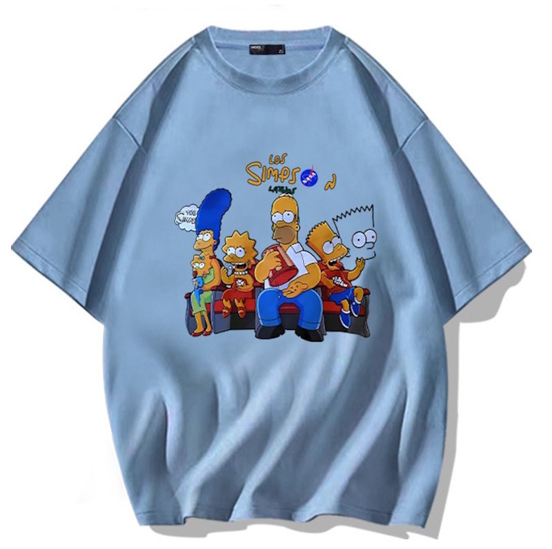画像1: Unisex Relaxed Simpsons Family x NASA prints T-shirt  男女兼用 ユニセックスリラックスシンプソンズファミリー×ナサNASAプリント 半袖 Tシャツ (1)