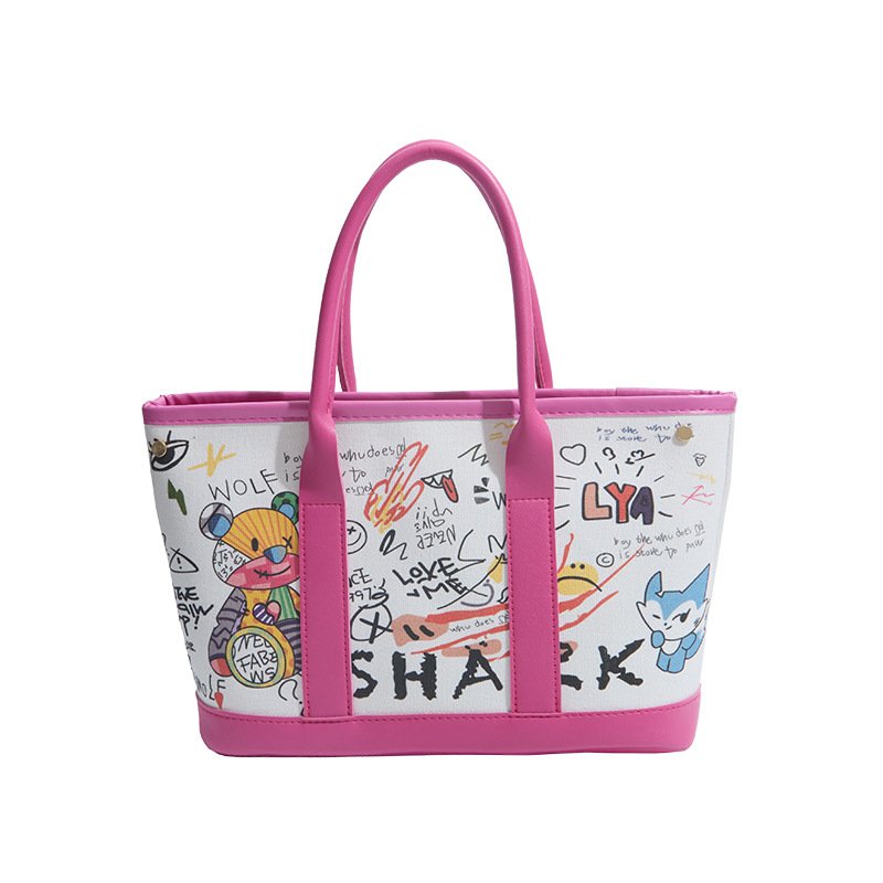 画像4: Woman’s Graphic Pop Art Bear Print Canvas Tote Shoulder Bag 　グラフィックポップアートベアプリントキャンバス トートショルダーバッグ (4)