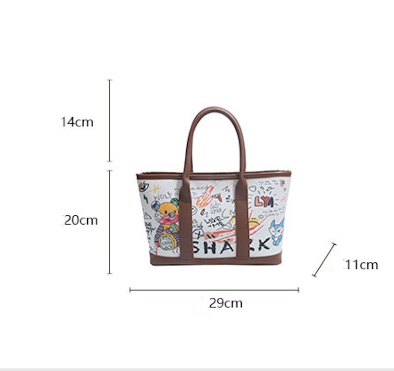 画像6: Woman’s Graphic Pop Art Bear Print Canvas Tote Shoulder Bag 　グラフィックポップアートベアプリントキャンバス トートショルダーバッグ (6)