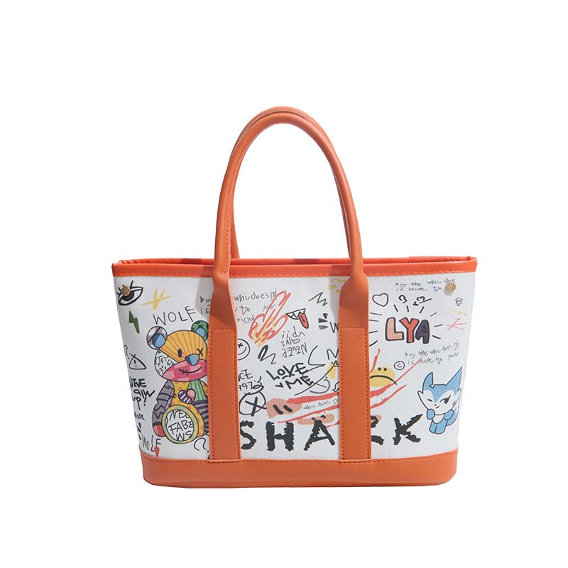 画像5: Woman’s Graphic Pop Art Bear Print Canvas Tote Shoulder Bag 　グラフィックポップアートベアプリントキャンバス トートショルダーバッグ (5)