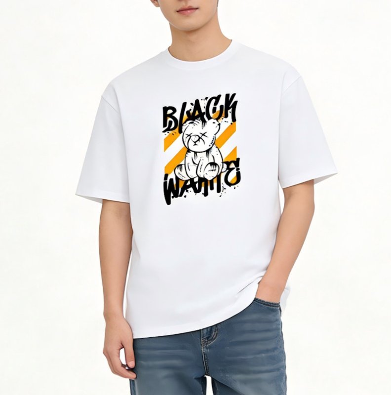 画像2: Unisex black white kaws Bear Teddy Bear Print  T-shirt  男女兼用 ユニセックスカウズベアテディーベアプリント 半袖 Tシャツ (2)