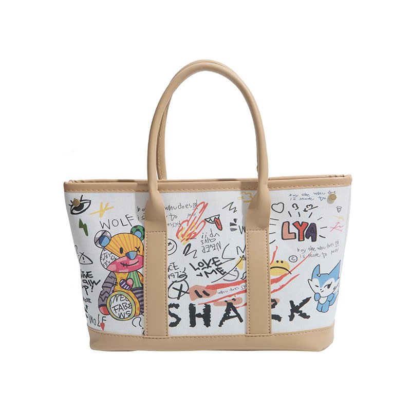 画像3: Woman’s Graphic Pop Art Bear Print Canvas Tote Shoulder Bag 　グラフィックポップアートベアプリントキャンバス トートショルダーバッグ (3)