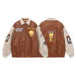 画像1: Game Face Looney Tunes Embroidery embroideryJacket Jumper Stadium Jacket ユニセックス 男女兼用ゲームフェイスルーニー・テューンズ刺繍 レザー ジャケット MA1 ブルゾンスタジャン　 (1)