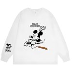 画像1: Unisex Coffee Time Mickey Mouse Print Long-Sleeve T-Shirt  男女兼用 ユニセックスコーヒータイムミッキーマウスプリント長袖Tシャツ (1)