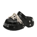 画像6: Unisex men's and women's thick-soled chunky slider back-strap sandals/slippers ユニセック男女兼用 メタル付き厚底 ゴツ底 クロック スライダーバックストラップ付サンダル スリッパ (6)