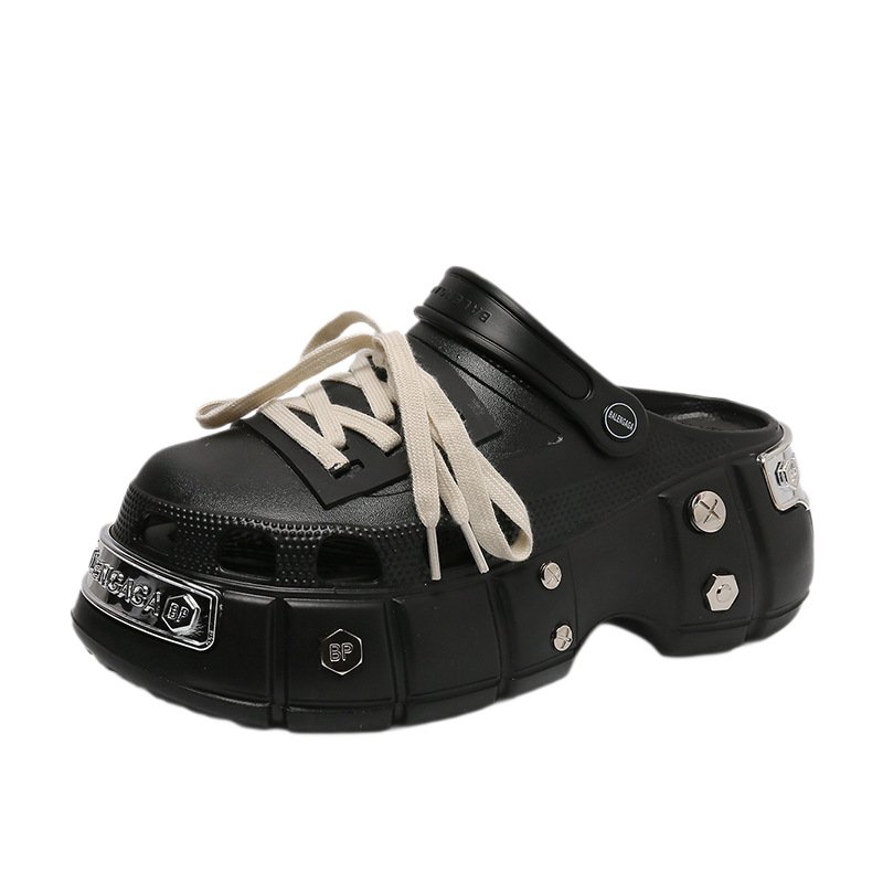 画像6: Unisex men's and women's thick-soled chunky slider back-strap sandals/slippers ユニセック男女兼用 メタル付き厚底 ゴツ底 クロック スライダーバックストラップ付サンダル スリッパ (6)