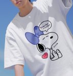 画像3: Unisex Snoopy's little sister Pink Ribbon Belle Print  T-shirt  男女兼用 ユニセックススヌーピー妹シスターベルプリント 半袖 Tシャツ (3)