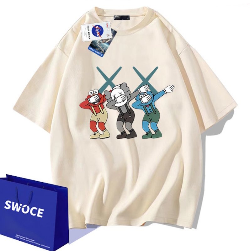画像1: Dancing kaws x Cookie MonsterShort Sleeve T-Shirt　ユニセックス 男女兼用ダンシングカウズ×クッキーモンスタープリント半袖  Tシャツ (1)