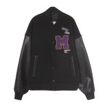 画像2: M.E.D.M MEDM Leather BASEBALL JACKET Stadium uniform jacket blouson ユニセックス 男女兼用 レザー スタジアムジャンパー スタジャン MA-1 ボンバー ジャケット ブルゾン トレンド MR. ENJOY DA MONEY ミスターエンジョイダマネー (2)