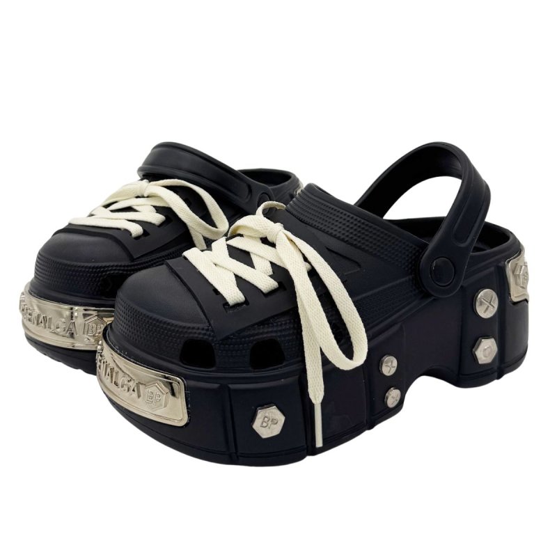 画像3: Unisex men's and women's thick-soled chunky slider back-strap sandals/slippers ユニセック男女兼用 メタル付き厚底 ゴツ底 クロック スライダーバックストラップ付サンダル スリッパ (3)