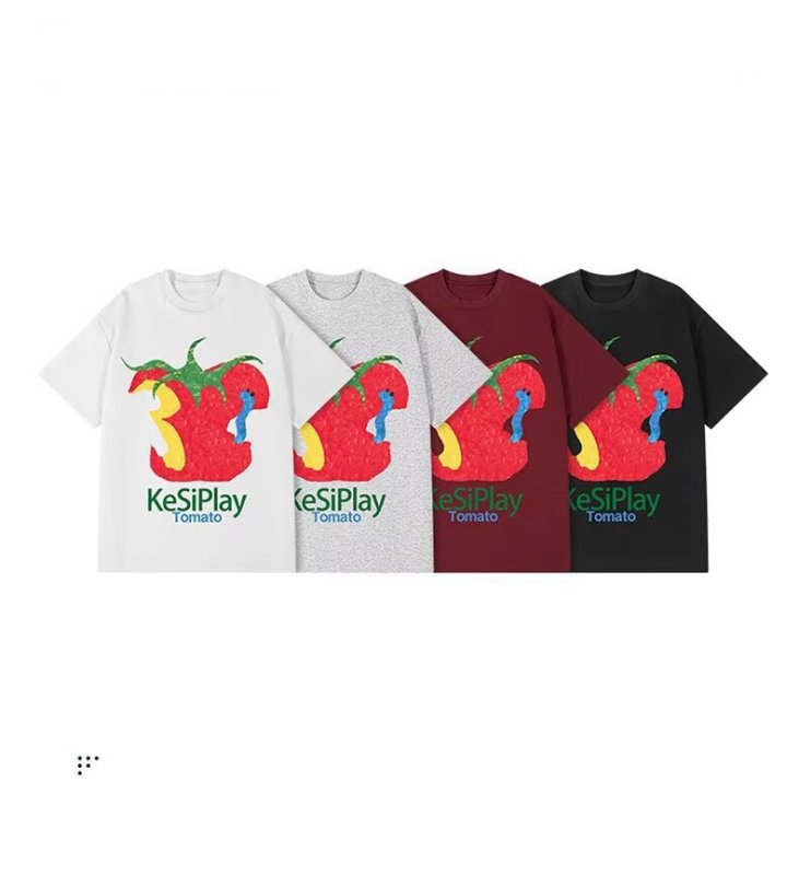 画像6: Unisex A half-eaten tomato Print  T-shirt  男女兼用 ユニセックス齧りかけのトマトプリント 半袖 Tシャツ (6)
