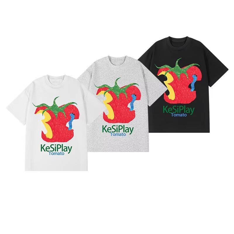 画像7: Unisex A half-eaten tomato Print  T-shirt  男女兼用 ユニセックス齧りかけのトマトプリント 半袖 Tシャツ (7)