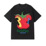 画像2: Unisex A half-eaten tomato Print  T-shirt  男女兼用 ユニセックス齧りかけのトマトプリント 半袖 Tシャツ (2)