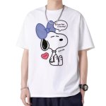 画像1: Unisex Snoopy's little sister Pink Ribbon Belle Print  T-shirt  男女兼用 ユニセックススヌーピー妹シスターベルプリント 半袖 Tシャツ (1)