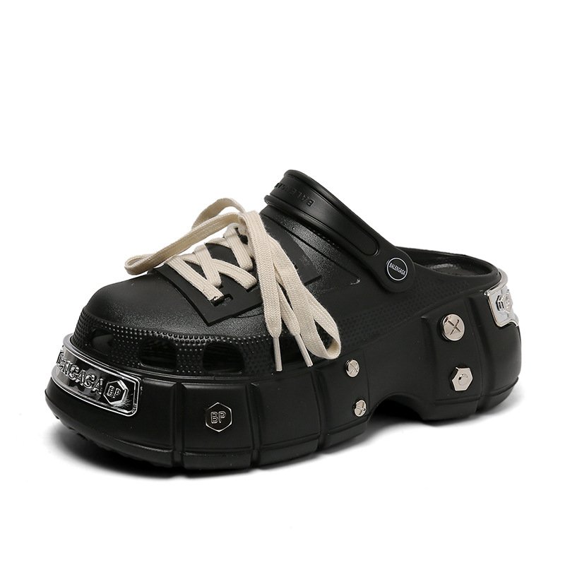 画像1: Unisex men's and women's thick-soled chunky slider back-strap sandals/slippers ユニセック男女兼用 メタル付き厚底 ゴツ底 クロック スライダーバックストラップ付サンダル スリッパ (1)