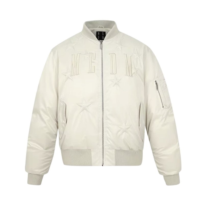 画像1: M.E.D.M MEDM BLACK Star MA-1 White Duck Down Jacket Coat ユニセックス 男女兼用 星柄 ナイロン製 MA1 ホワイトダックダウン ジャケット (1)