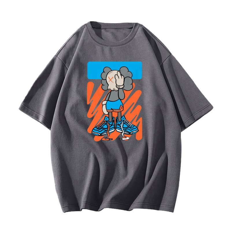 画像2: KAWS one-eyed blindfold print Short Sleeve T-Shirt　ユニセックス 男女兼用カウズ片目目隠しプリント半袖  Tシャツ (2)