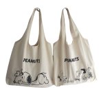 画像3: Snoopy&Woodstock & Friends Canvas Shoulder Tote Bag スヌーピー＆ウッドストック＆フレンズ キャンバスバッグ ショルダートートエコショッピングバッグ  (3)