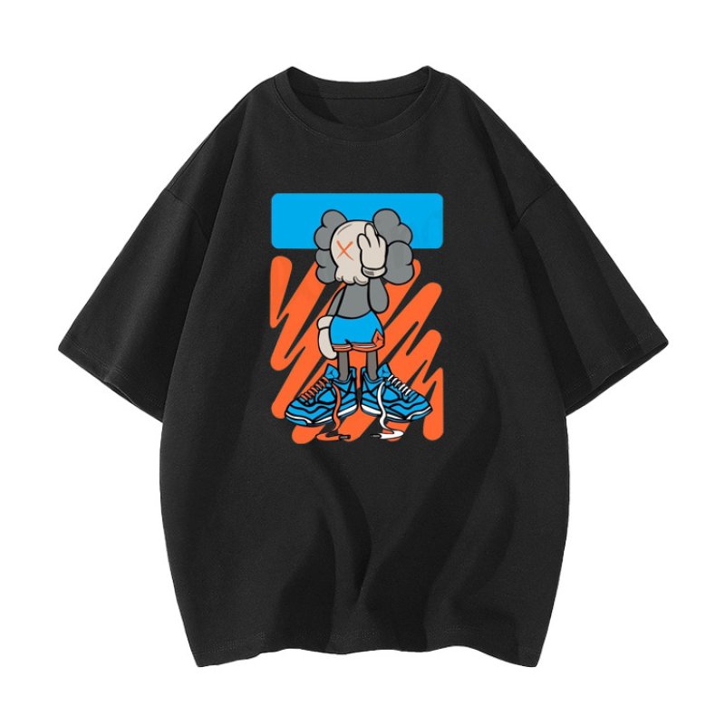 画像4: KAWS one-eyed blindfold print Short Sleeve T-Shirt　ユニセックス 男女兼用カウズ片目目隠しプリント半袖  Tシャツ (4)