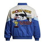 画像1: Unisex Looney tunes tweety blue stadium jacket baseball uniform blouson  ユニセックス 男女兼用 ルーニー・テューンズ トゥイーティー ブルー スタジアムジャンパー スタジャン MA-1 ボンバー ジャケット ブルゾン (1)