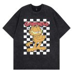 画像1: Vintage Style Garfield print Short Sleeve T-Shirt　ユニセックス 男女兼用ヴィンテージスタイルガーフィールドプリント半袖  Tシャツ (1)