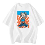 画像1: KAWS one-eyed blindfold print Short Sleeve T-Shirt　ユニセックス 男女兼用カウズ片目目隠しプリント半袖  Tシャツ (1)