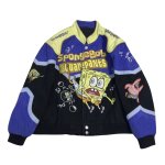 画像1: Unisex Spongebob Racing Jacket stadium jacket baseball uniform blouson ユニセックス 男女兼用 スポンジボブ レーシングジャケット スタジアムジャンパー スタジャン MA-1 ボンバー ジャケット ブルゾン (1)