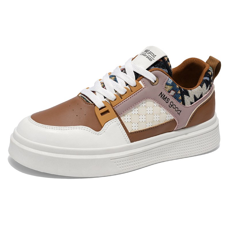 画像1: Leather tapestry lace-up sneakers　 男女兼用ユニセックス レザーゴブラン織りパイピングレースアップスニーカー シューズ (1)