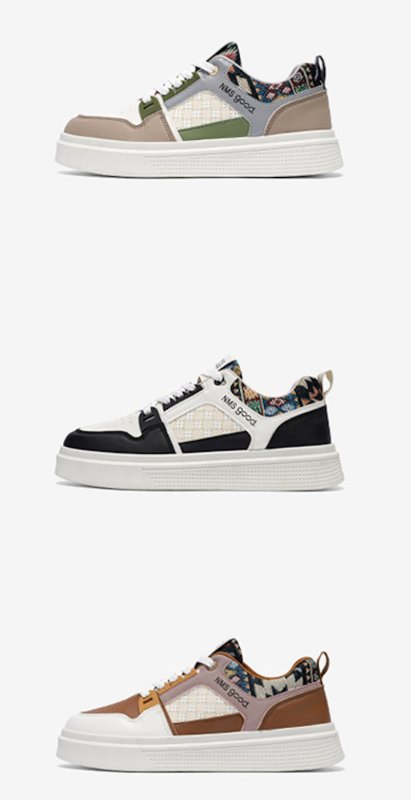 画像4: Leather tapestry lace-up sneakers　 男女兼用ユニセックス レザーゴブラン織りパイピングレースアップスニーカー シューズ (4)