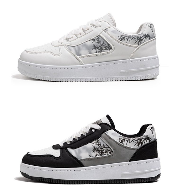 画像3: Bamboo print leather lace-up sneakers　 男女兼用ユニセックス レザーバンブーペイントレースアップスニーカー シューズ (3)